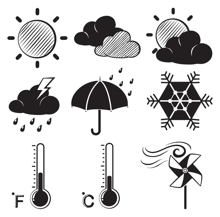 Gratis Vector verschillende weersomstandigheden