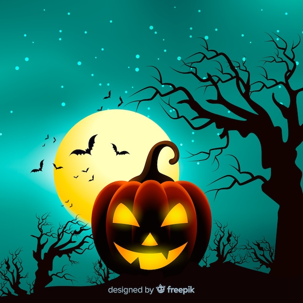 Gratis vector verschrikkelijke halloween-achtergrond met realistisch ontwerp