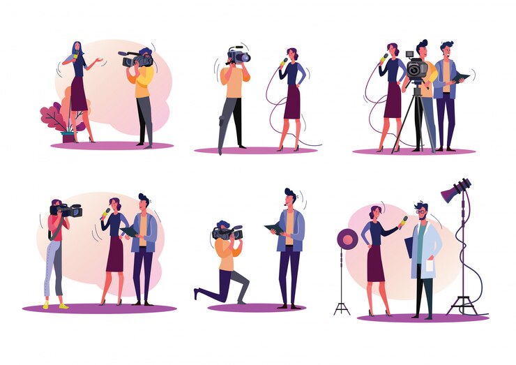 Gratis Vector verslaggevers illustratie set