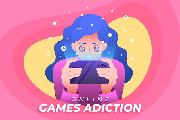 Gratis vector verslaving aan online games