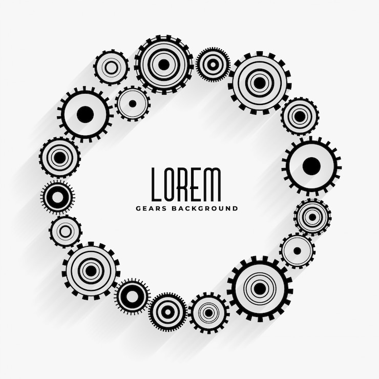 Gratis Vector versnellingen frame achtergrond met tekst ruimte