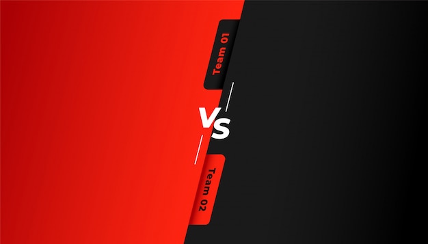 Versus versus achtergrond voor rood en zwart team Gratis Vector