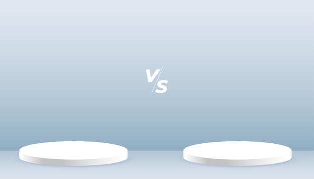 Versus versus productvergelijkingsbanner met 3d-podiumplatform