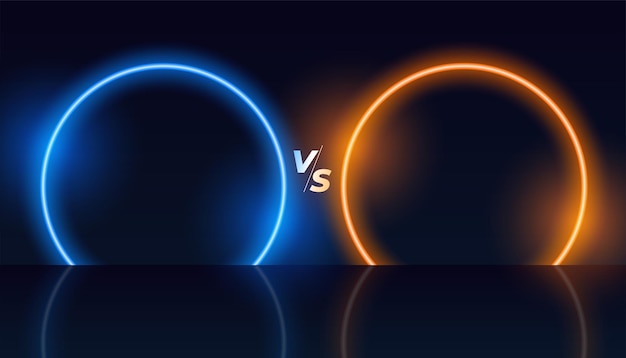 Gratis vector versus versus schermbanner met gloeiend neonframe voor duelclashgevecht