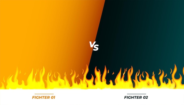 Versus vs fight match banner met vlammen