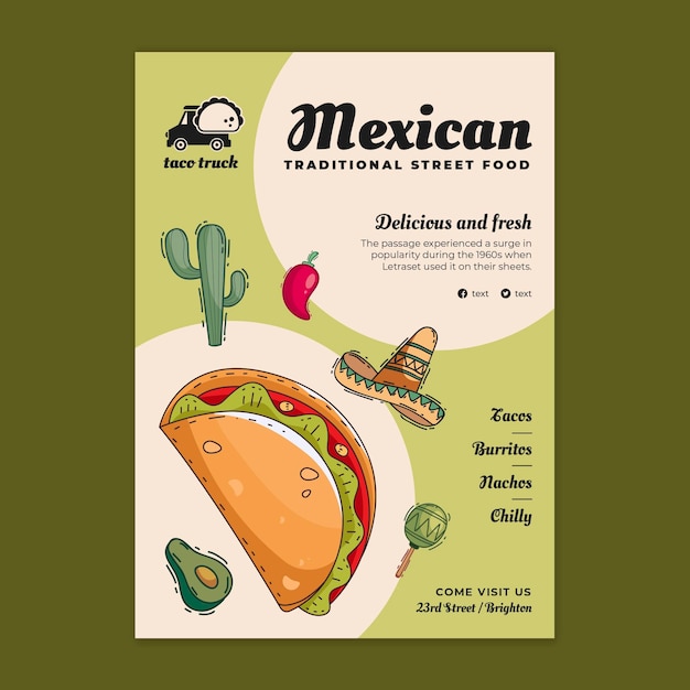 Verticale foldersjabloon voor Mexicaans eten