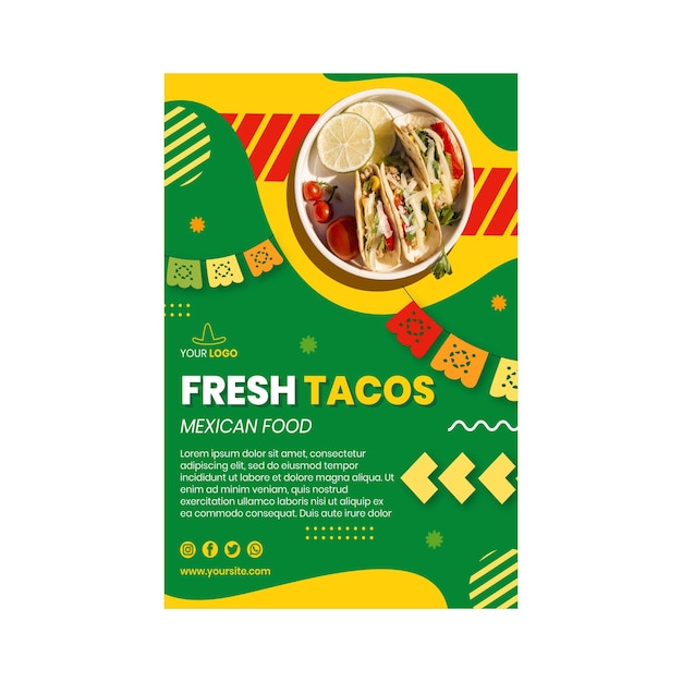 Gratis vector verticale mexicaans eten flyer-sjabloon