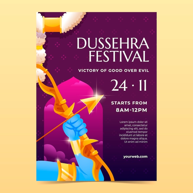 Gratis vector verticale poster sjabloon voor dussehra festivalviering