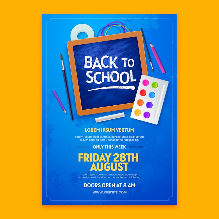 Gratis Vector verticale poster sjabloon voor het terug naar school seizoen