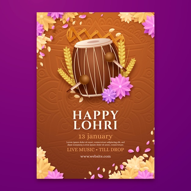 Verticale poster sjabloon voor lohri festival viering
