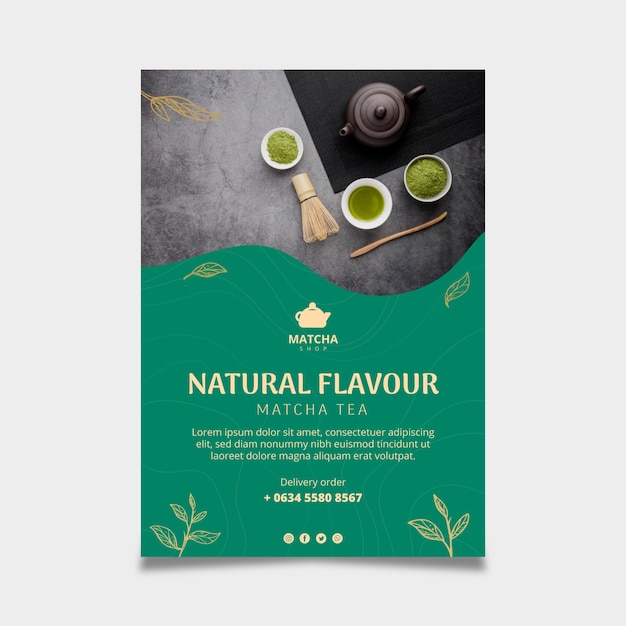 Verticale poster voor matcha-thee