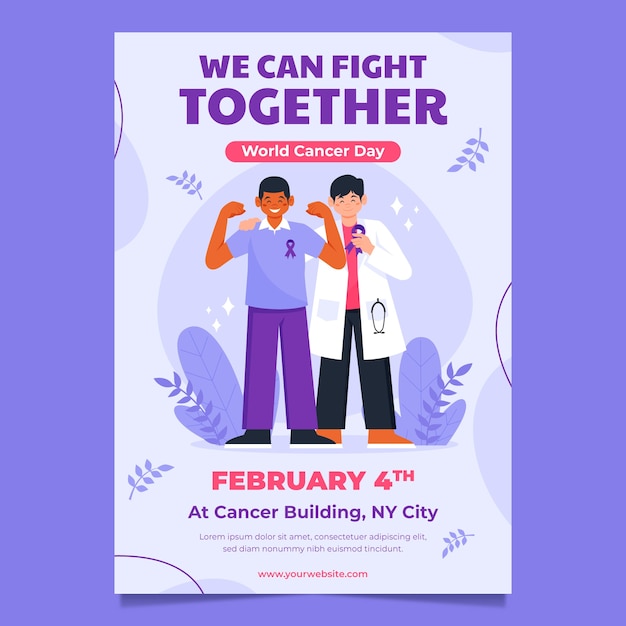 Verticale postermodel voor bewustwording van de wereldkankerdag