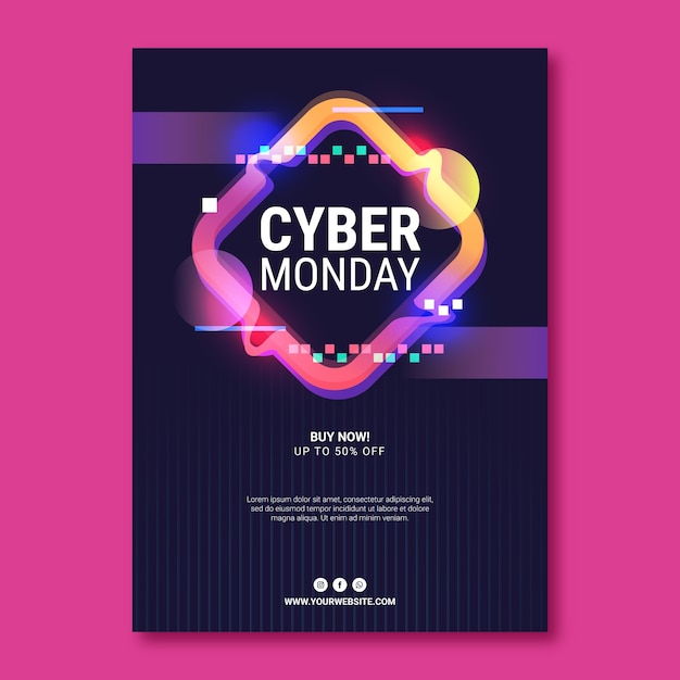 Verticale postersjabloon met kleurovergang voor cyber maandag-uitverkoop