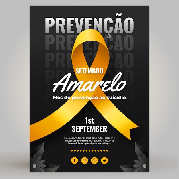 Gratis vector verticale postersjabloon met kleurovergang voor de braziliaanse maand voor zelfmoordpreventie