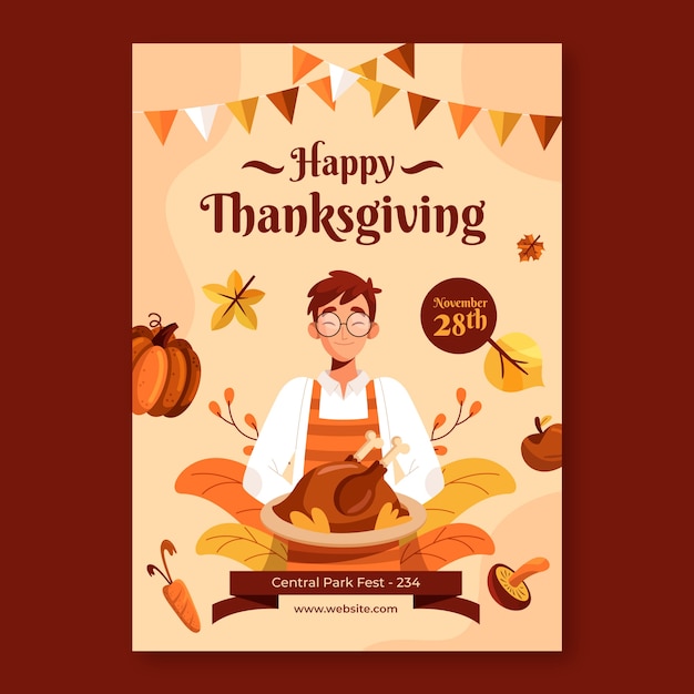 Verticale postersjabloon voor thanksgiving-viering