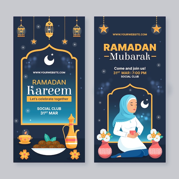 Gratis vector verticale spandoeksjabloon voor islamitische ramadan-viering