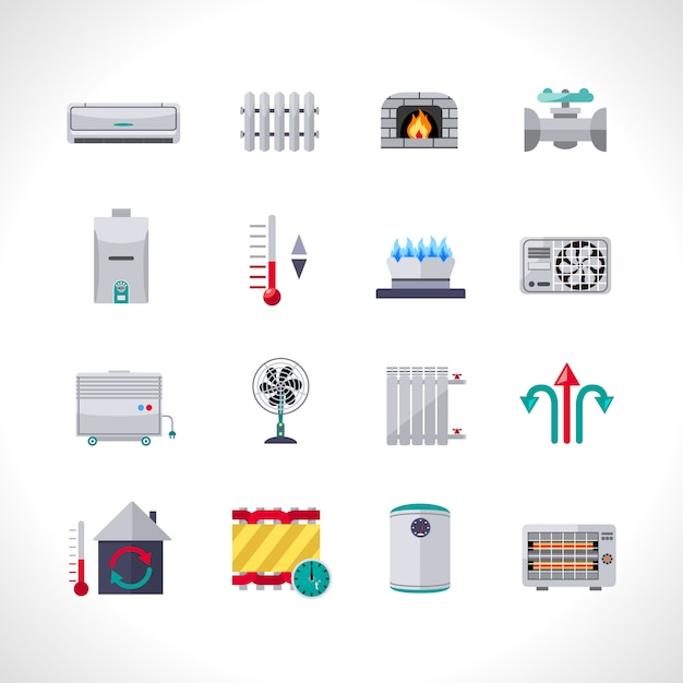 Verwarming icons set