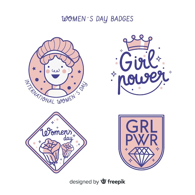 Gratis vector verzameling damesdagbadges