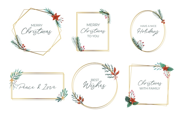 Gratis vector verzameling elegante gouden kerstframes