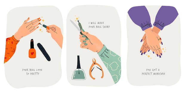 Verzameling gedaan manicure illustraties