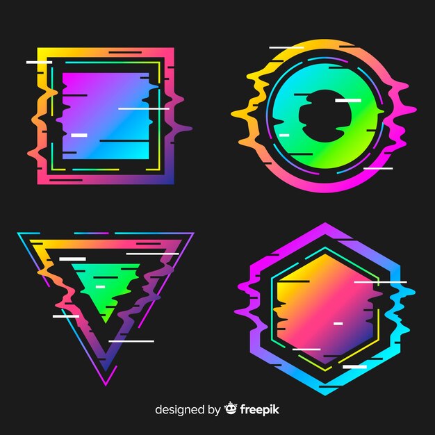 Gratis vector verzameling glitch geometrische vormen