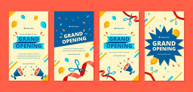 Verzameling Instagram-verhalen voor een grootse bedrijfsopening