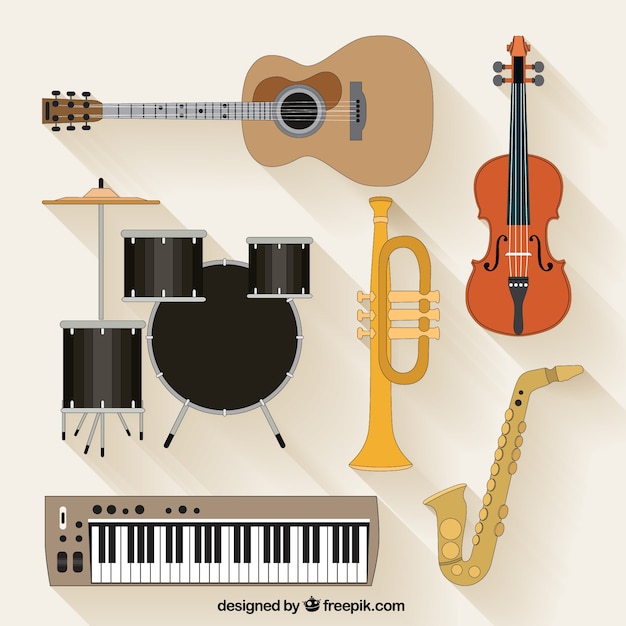 Gratis vector verzameling muziek instrumenten