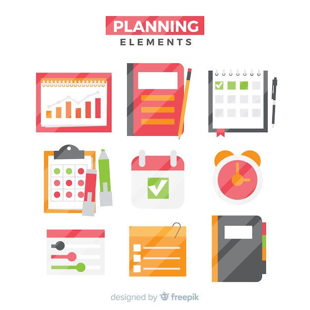 Gratis vector verzameling planningselementen