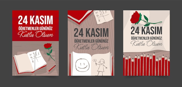 Gratis vector verzameling platte 24 kasim-kaarten