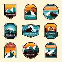 Gratis vector verzameling platte avonturenbadges