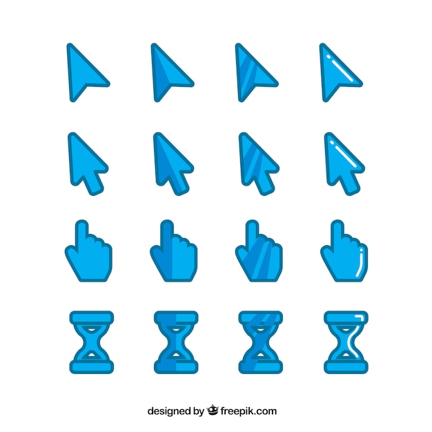 Gratis vector verzameling platte cursor