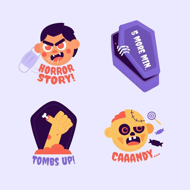 Verzameling platte halloween-badges