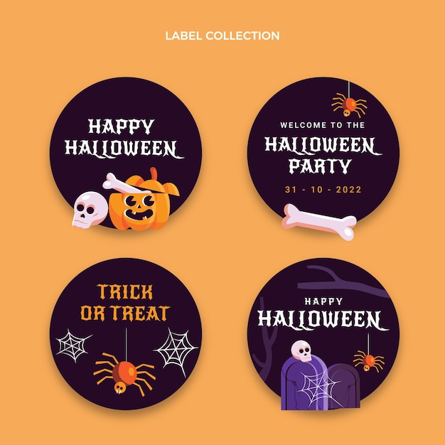 Gratis vector verzameling platte halloween-badges