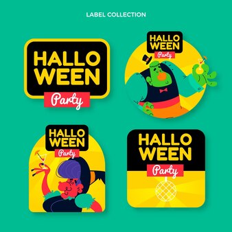 Verzameling platte halloween-badges