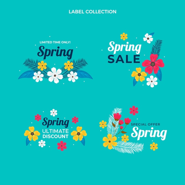 Gratis vector verzameling platte lente-badges