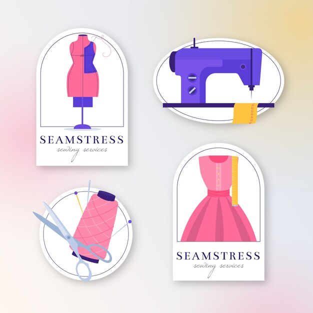 Gratis vector verzameling platte naaisterbadges