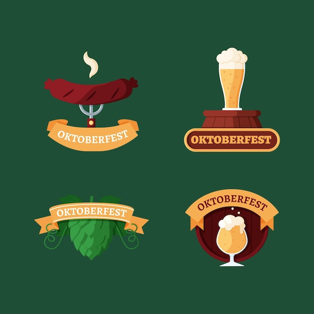 Gratis vector verzameling platte oktoberfest-badges