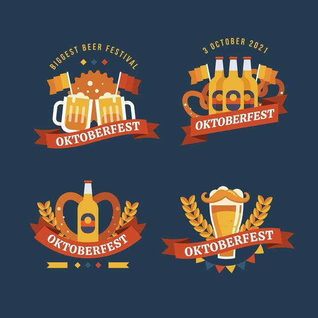 Verzameling platte oktoberfest-badges