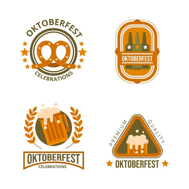 Verzameling platte oktoberfest-badges