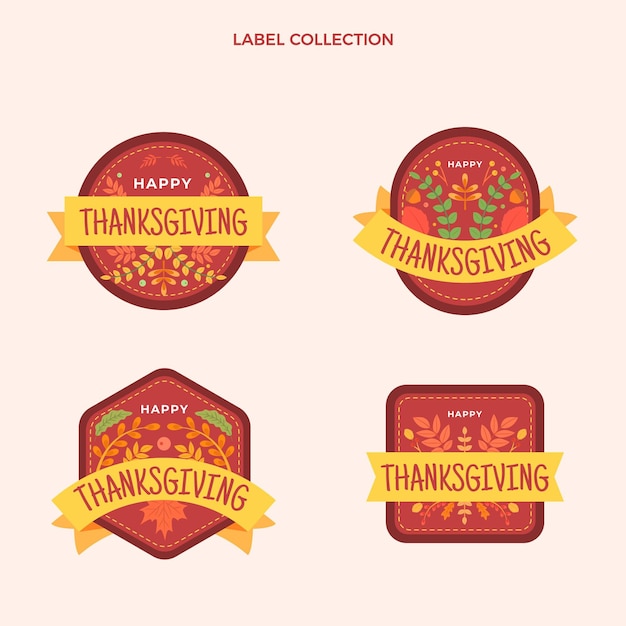 Gratis vector verzameling platte thanksgiving-labels