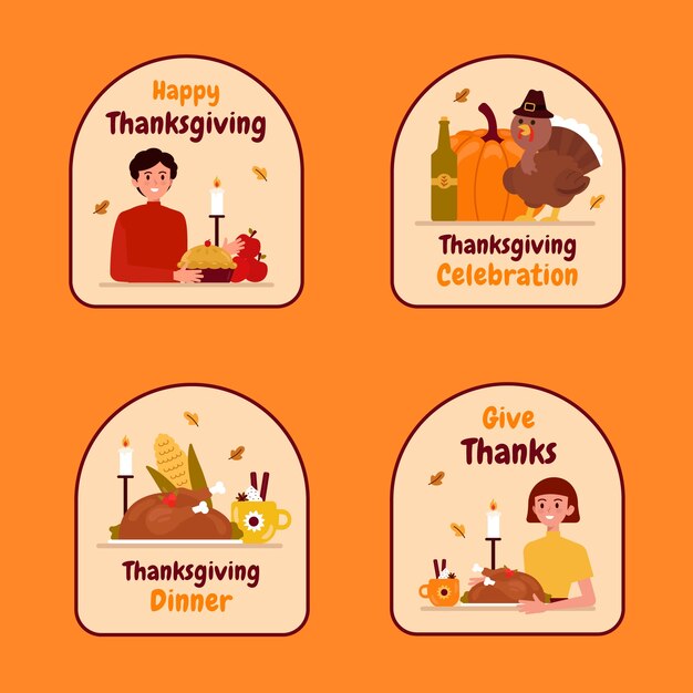 Gratis vector verzameling platte thanksgiving-labels