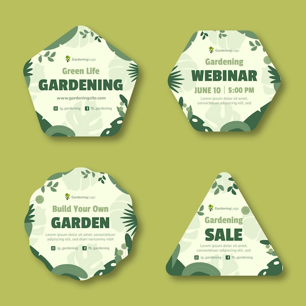 Gratis vector verzameling platte tuinlabels