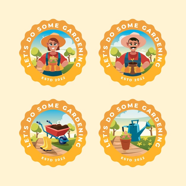 Gratis vector verzameling platte tuinlabels