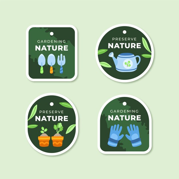 Gratis vector verzameling platte tuinlabels