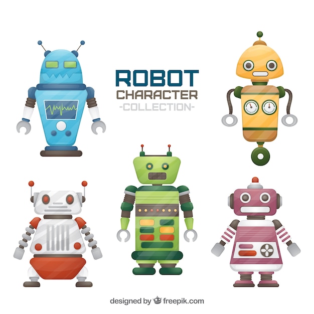 Gratis vector verzameling robotkarakters