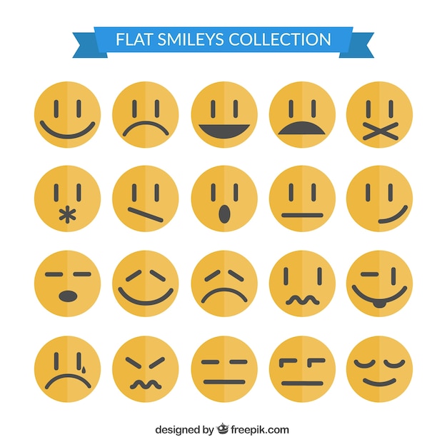 Gratis vector verzameling smiley in vlakke stijl