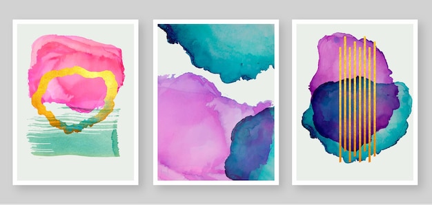 Gratis vector verzameling van abstracte aquarel vlek covers