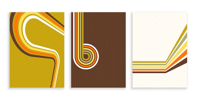 Gratis vector verzameling van abstracte set van retro lijnen poster achtergrond