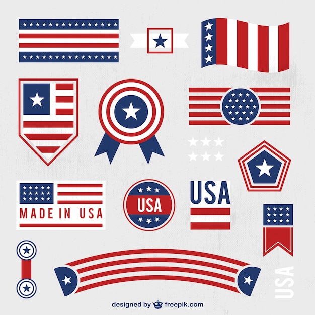 Gratis vector verzameling van amerikaanse insignes