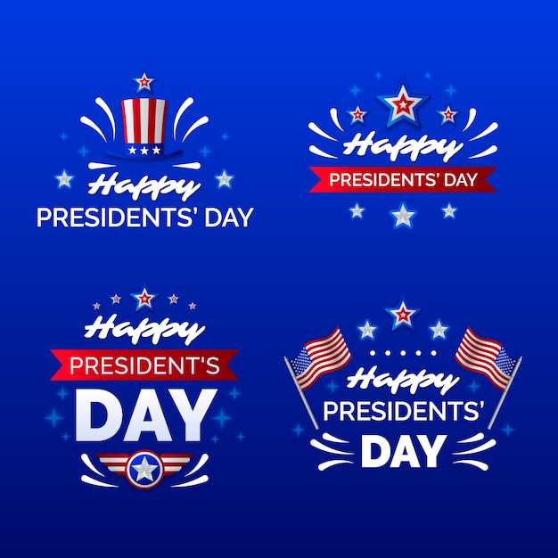 Gratis vector verzameling van badges met gradient presidents day